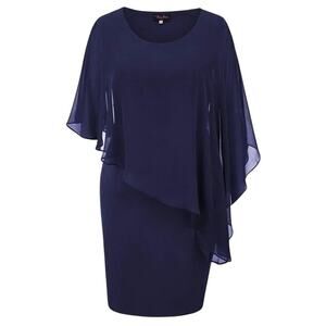 Hanna Nikole Women's Sleeveless Cape Dress with Chiffon Overlay size 18W